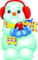 cute vector snowman, new year vector illustration
