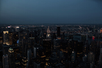 Cityscape of New York and Hudson River in the evening