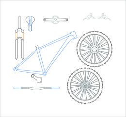 mountain bike parts. illustration for web and mobile design.