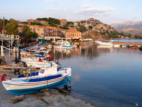 Harbor in Molyvos -&nbsp;fishing village on Lesbos island, Greece