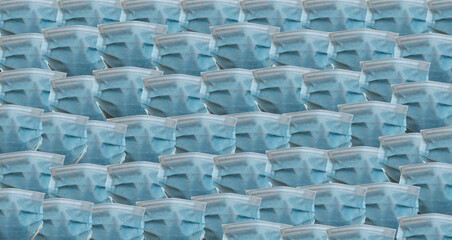 Surgical blue protection disposable real masks one by one like background texture pattern