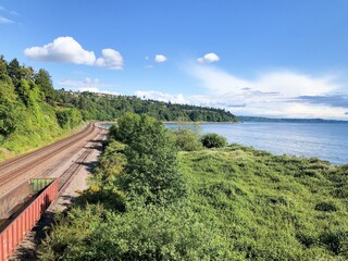 Water, Sea, Sky, Train, Green