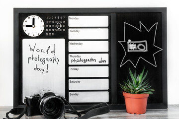 Concept of the international day of photography holiday