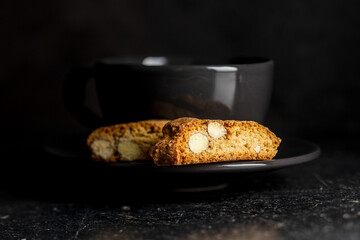 Sweet italian cantuccini cookies. Almonds biscuits.
