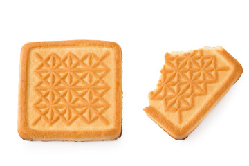 cookies isolated on white background. Sweet biscuits. top view