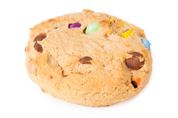 Chocolate chip cookies isolated on white background. Sweet biscuits