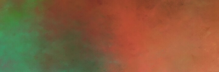 beautiful sienna, sea green and dark olive green colored vintage abstract painted background with space for text or image. can be used as horizontal header or banner orientation