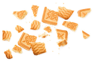 cookies isolated on white background. Sweet biscuits. top view
