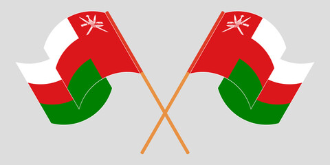 Crossed and waving flags of Oman