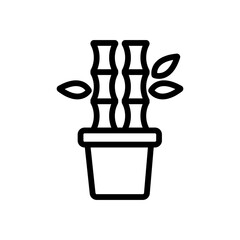 bamboo plant in pot icon vector. bamboo plant in pot sign. isolated contour symbol illustration