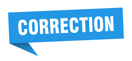 correction banner. correction speech bubble. correction sign
