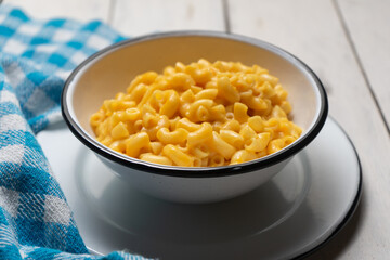 Creamy mac and cheese on white background