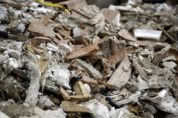 Rubble of tiles and bricks