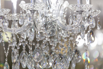 Large crystal chandelier close-up