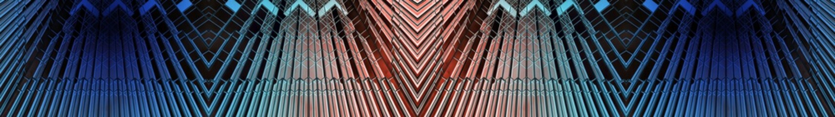 underside panoramic and perspective view to steel glass high rise building skyscrapers, business concept of successful industrial architecture