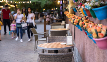 tables and chairs in cafe