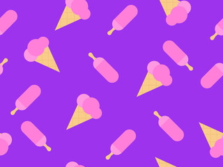 Ice cream seamless pattern. Multi-colored ice lolly for brochures, promotional material and wallpaper. Vector illustration