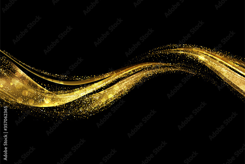 Poster Abstract shiny color gold wave design element