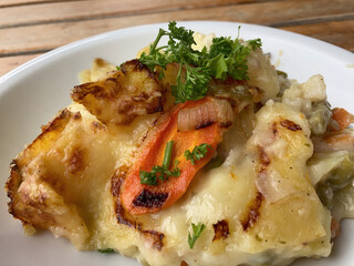 Potato gratin baked with cheese