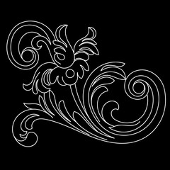 Vintage baroque ornament, corner. Retro pattern antique style acanthus. Decorative design element filigree calligraphy vector