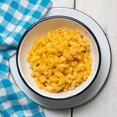 Creamy mac and cheese on white background