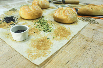 Advertising bakery for insert tekst bread on board