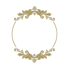 empty golden ornamental frame, damask pattern, vector