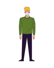 young man wearing medical mask character