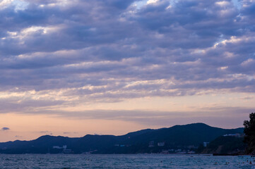 Amazing sea sunset, the sun, waves, clouds