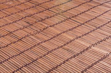 brown bamboo Mat - stand food, close-up, macro