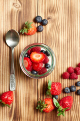 Yoghurt with fruits of the forest, healthy food concept