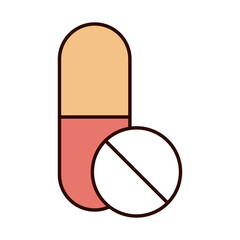 covid 19 coronavirus prevention, medication prescription capsule pill, spread outbreak pandemic line and fill style icon