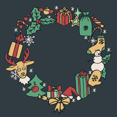 Fototapeta premium Christmas wreath blank frame