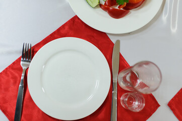 table with different food on it