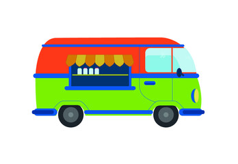 Vector, nostalgic food and drink car.