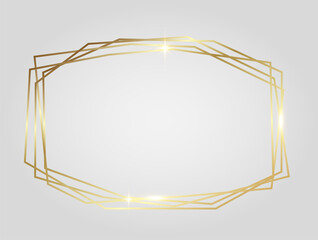 Golden shiny glowing frame isolated over white