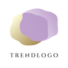 Vector illustration of a modern graphic trendy design element. Dynamic golden, violet, lavender shapes and lines. Gradient abstract banner with flowing liquid shapes. Template for logo design, flyer.