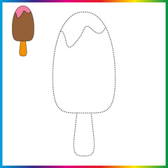  connect the dots and coloring page. Worksheet - game for kids. Restore dashed line - trace game for children. puzzle game