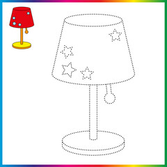  connect the dots and coloring page. Worksheet - game for kids. Restore dashed line - trace game for children. puzzle game