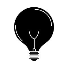 electric light bulb, round lamp, eco idea metaphor, isolated icon silhouette style