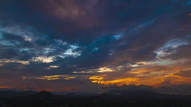 Awesome sunset sky with colorful clouds timelapse. 