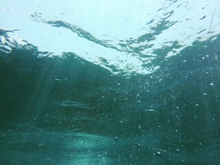 Underwater. 