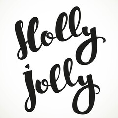 Holly Jolly black calligraphic inscription on a white background