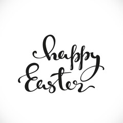 Fototapeta na wymiar Happy Easter black calligraphic inscription on a white background