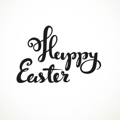 Happy Easter calligraphic inscription on a white background.
