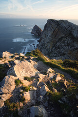 Peñas Cape cliffs at sunrise in Asturias, north of Spain