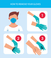 how to remove the gloves covid19 infographic