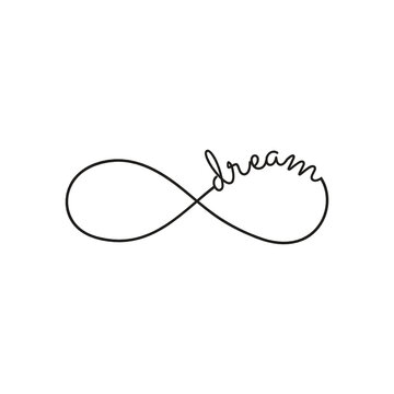 word dream as a part of stylized black infinity symbol