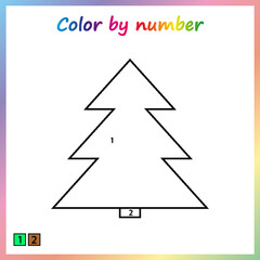 Fototapeta premium Worksheet for education. painting page, color by numbers. Game for preschool kids.