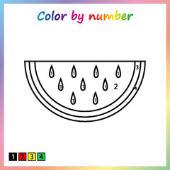 Worksheet for education. painting page, color by numbers. Game for preschool kids.